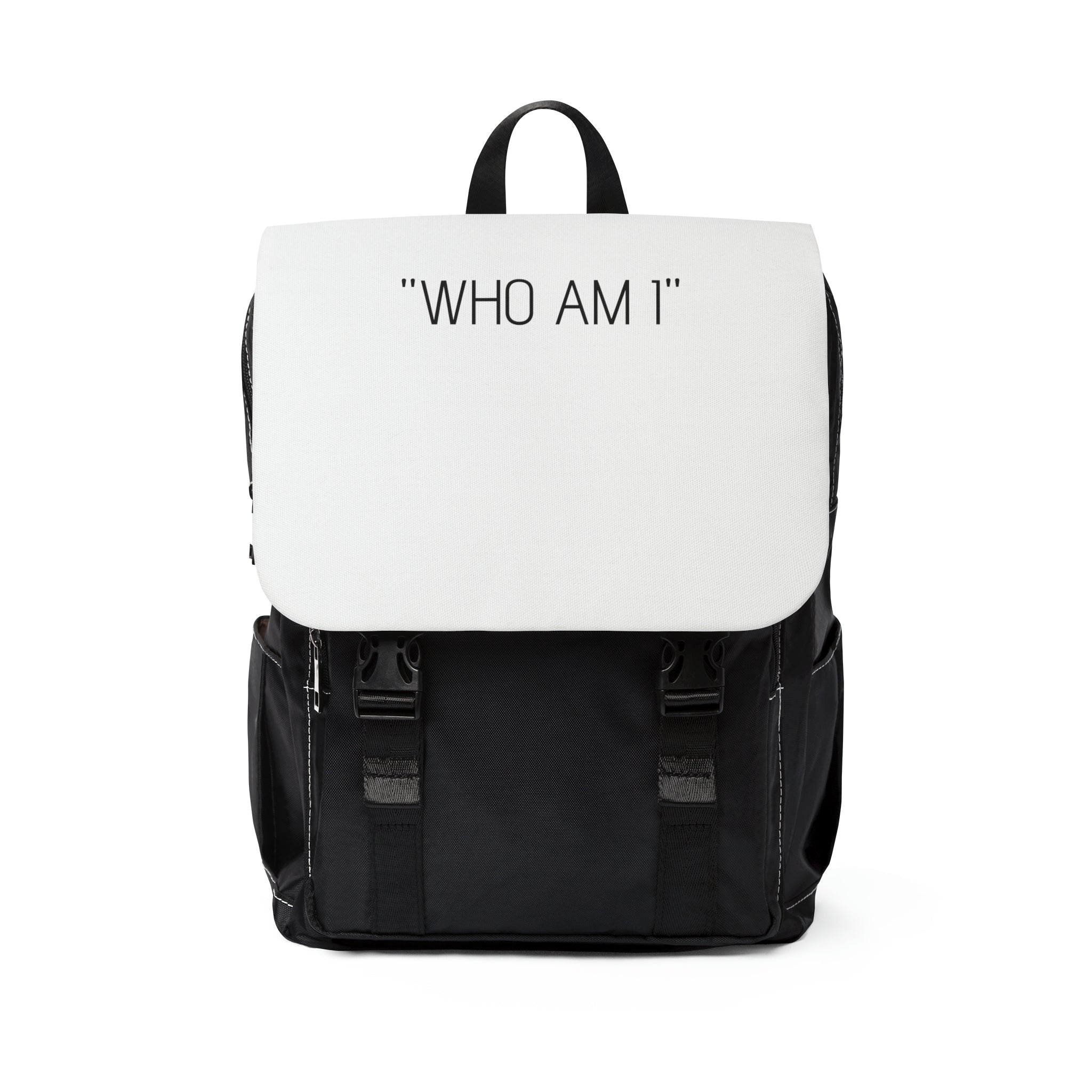 "WHO AM I" Motivational Unisex Casual Shoulder Backpack
